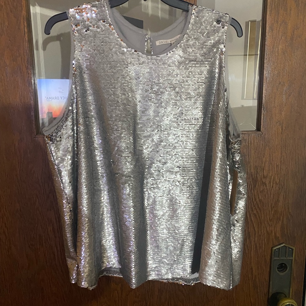 RACHEL Rachel Roy Silver Sequin Blouse NWT